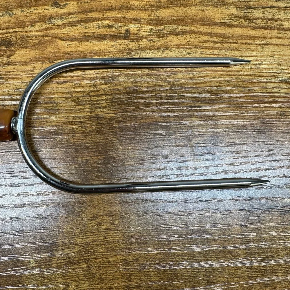 Vintage Host Carving Fork 315 Langner Mfg Co USA Faux Horn Handle Mid Century